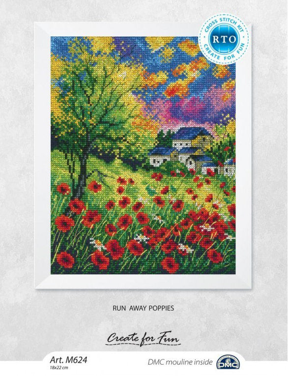 Coquelicots en fuite - RTO - Kit de point de croix M624