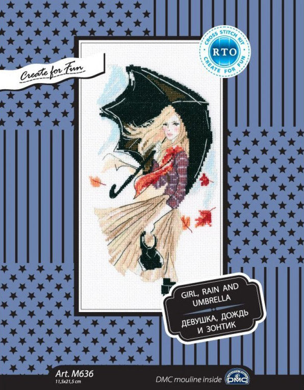 Girl, Rain and Umbrella - RTO - Cross Stitch Kit M636
