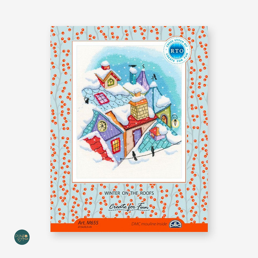 M655 Hiver sur les toits - RTO - Kit de point de croix