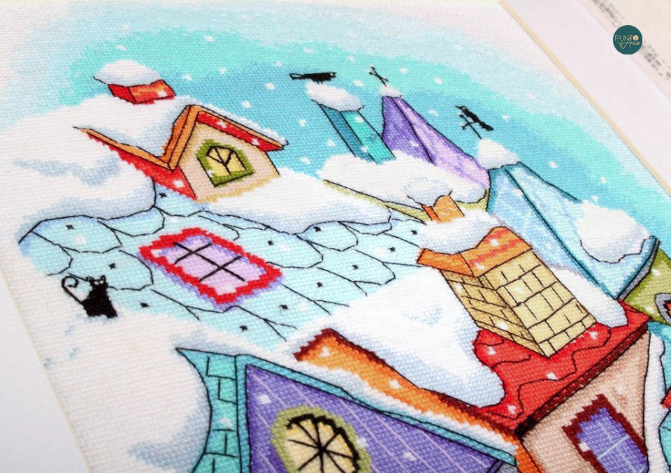 M655 Hiver sur les toits - RTO - Kit de point de croix