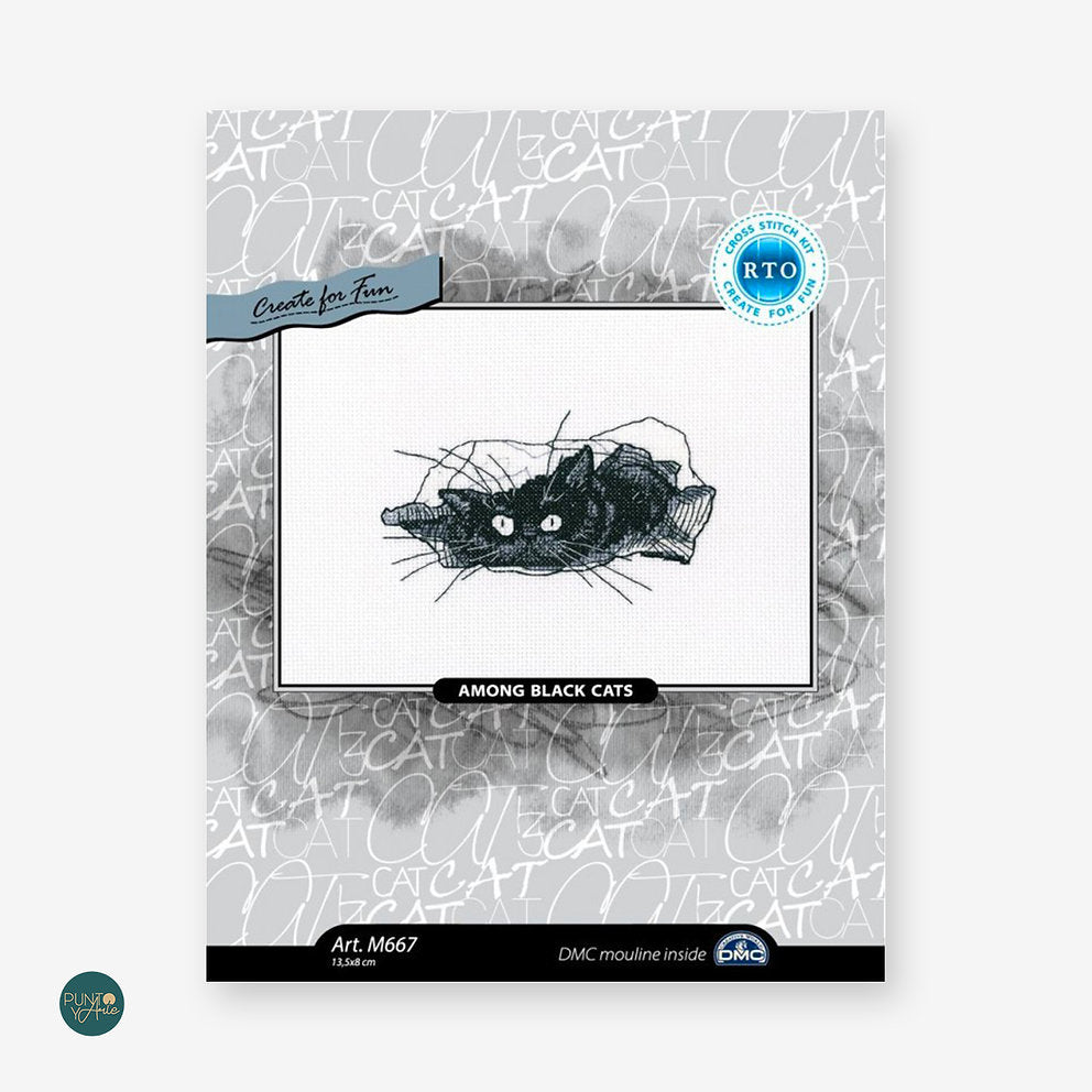 Kit de point de croix Entre Chats Noirs - M667 RTO