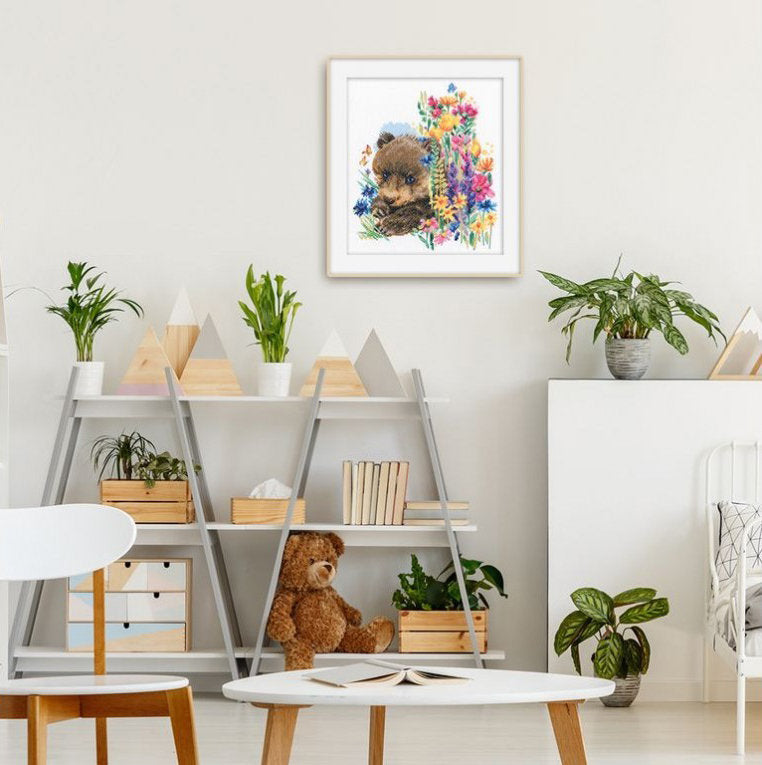 Bear. The one who loves flowers. RTO M683. Cross stitch kit