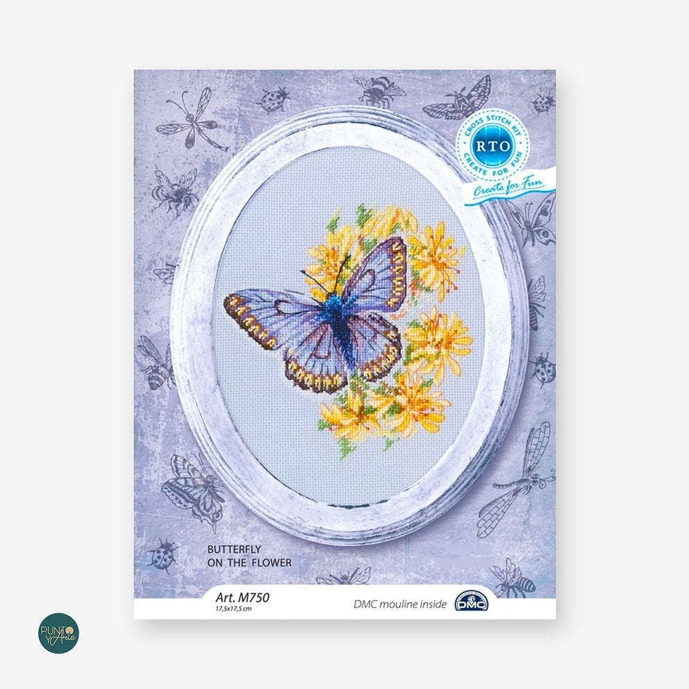 Kit de point de croix Papillon sur la fleur - RTO M750