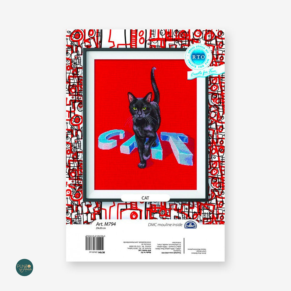 Chat noir - M794 RTO - Kit de point de croix