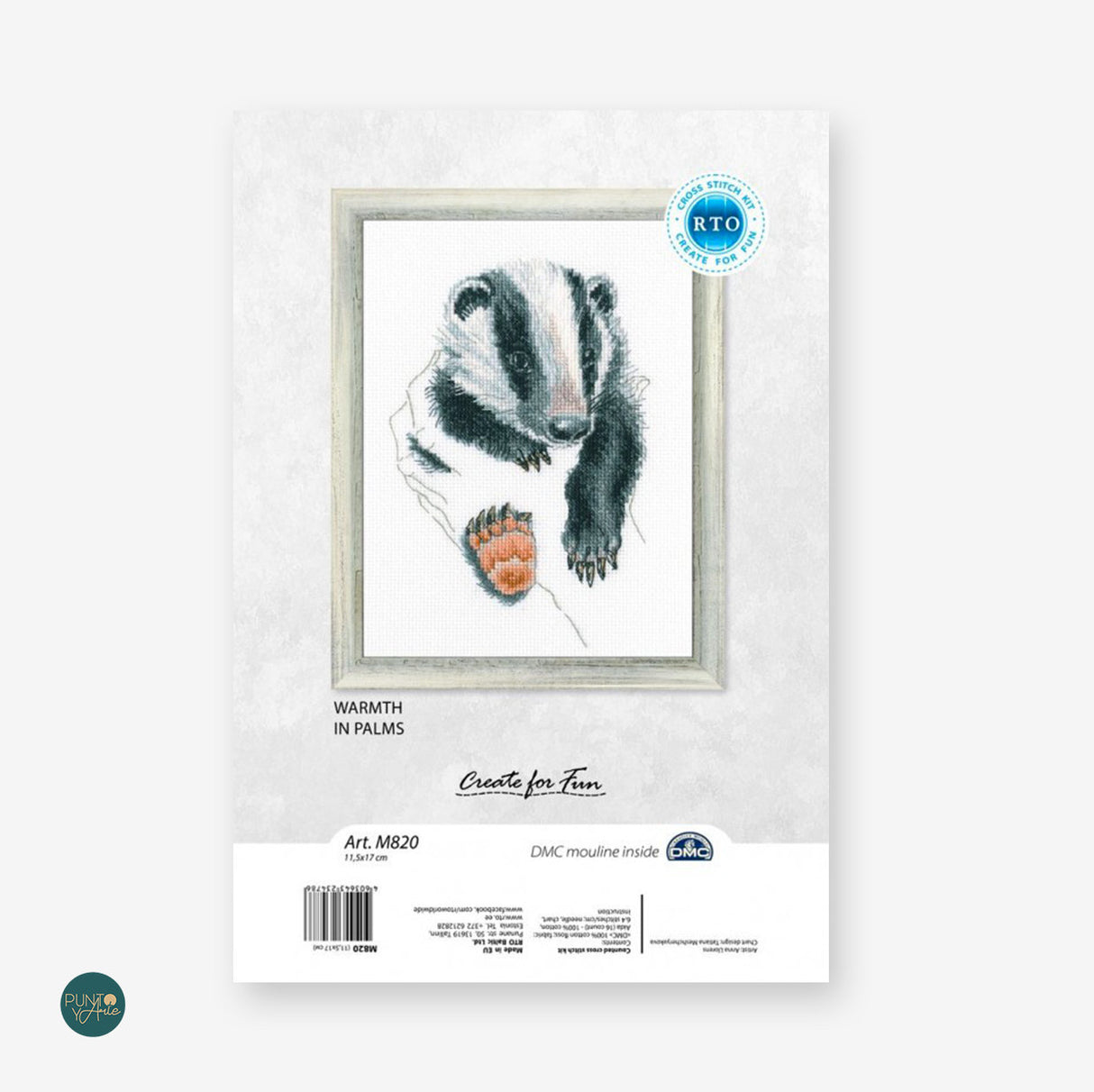 Blaireau dans les paumes - M820 RTO - Kit de point de croix