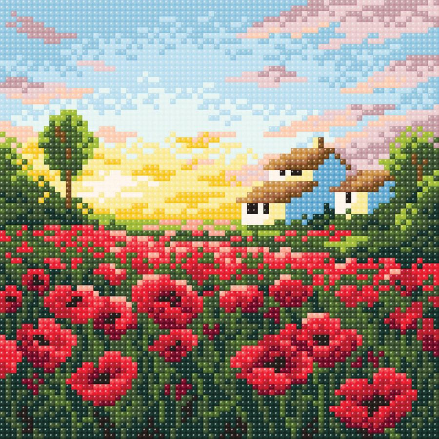Paisaje con amapolas. Brill Art MC-016. Kit de Punto Diamante