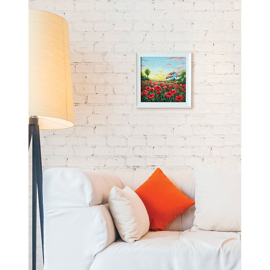 Paisaje con amapolas. Brill Art MC-016. Kit de Punto Diamante