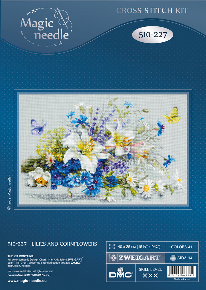 Lilies and Cornflowers – Kit de Punto de Cruz Magic Needle 510-227