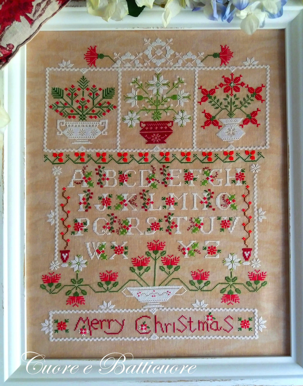 Natale tra i Fiori - Cuore e Batticuore - Tableau de point de croix
