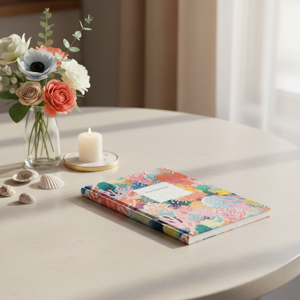 Carnet de croquis n° 9, couverture rigide couleur corail gouache (A5) (10581)