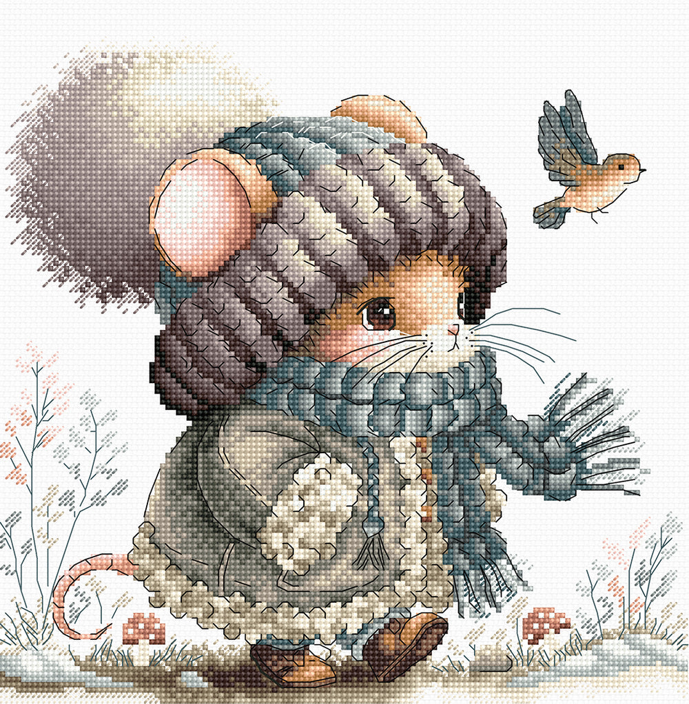AVA Cross Stitch Kit – Autumn Fairytale Mouse (P012)