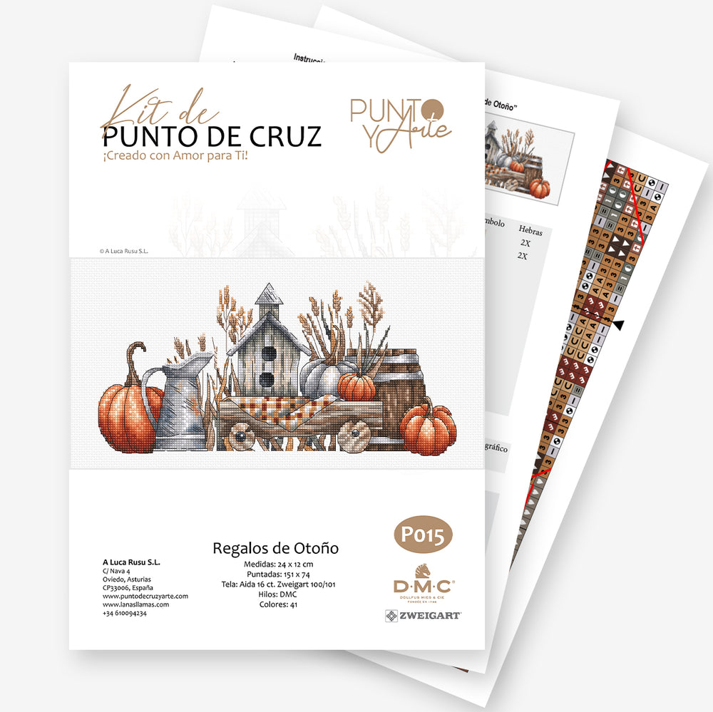 Cadeaux d’automne - Kit de broderie au point de croix tricoté et artistique authentique et saisonnier P015