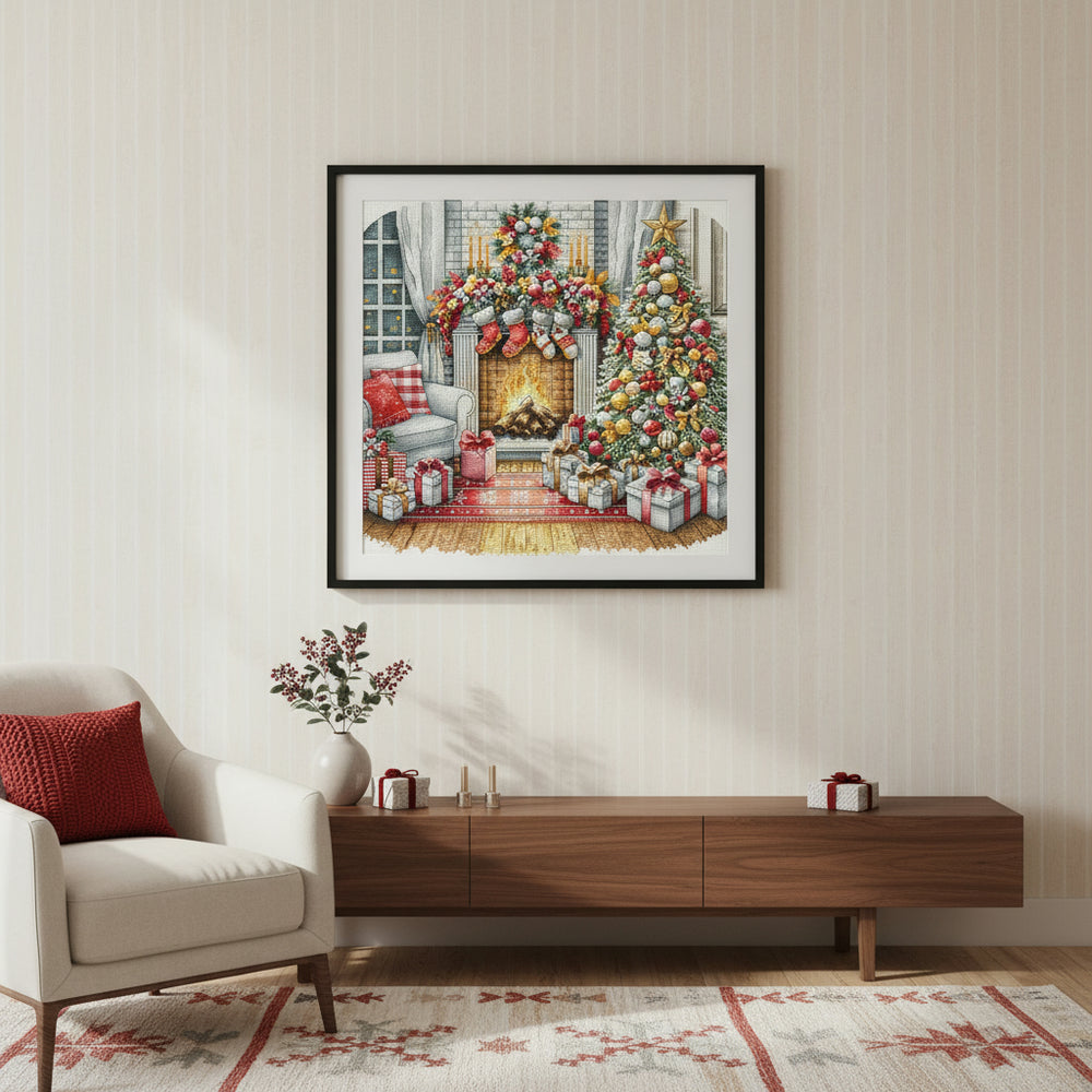 Kit de point de croix. Réveillon de Noël - P021 Tricot et Art