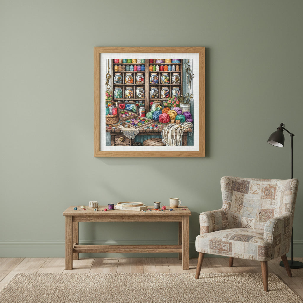 Cross Stitch Kit "Sewing Room" P022 by Punto y Arte (AVA)