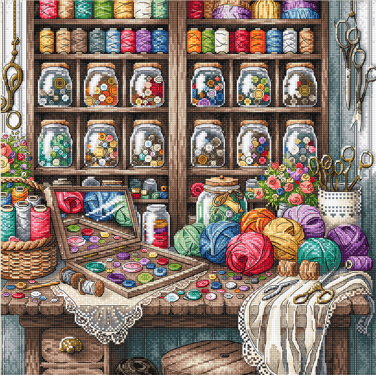 Cross Stitch Kit "Sewing Room" P022 by Punto y Arte (AVA)