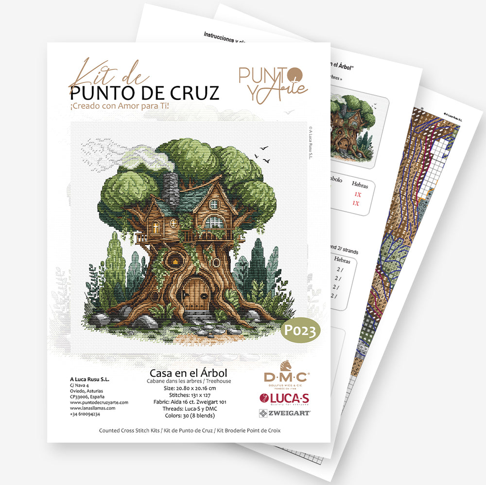 Kit de punto de cruz - "Casa en el Árbol" Punto y Arte, Artículo P023
