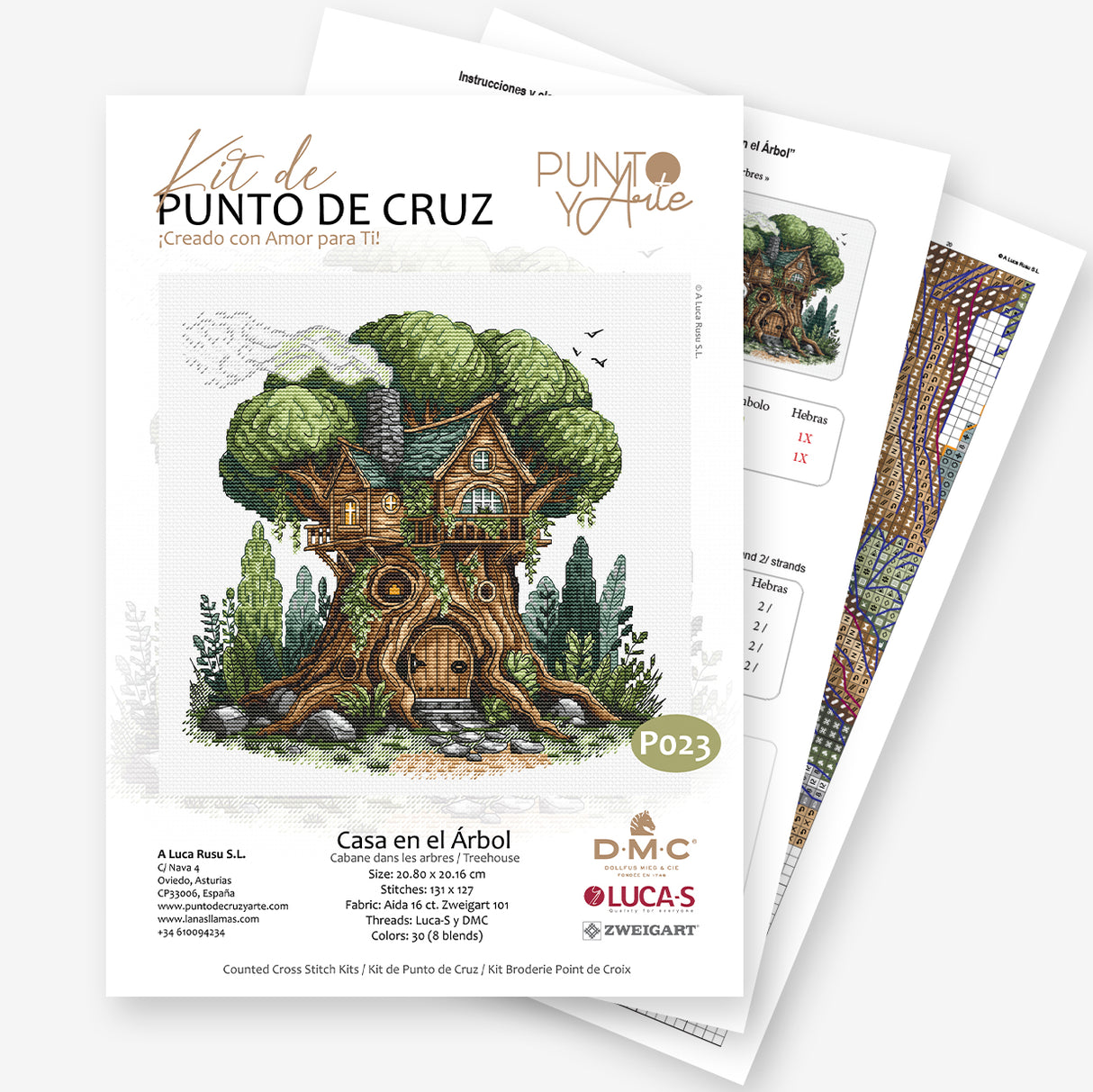 Kit de punto de cruz - "Casa en el Árbol" Punto y Arte, Artículo P023