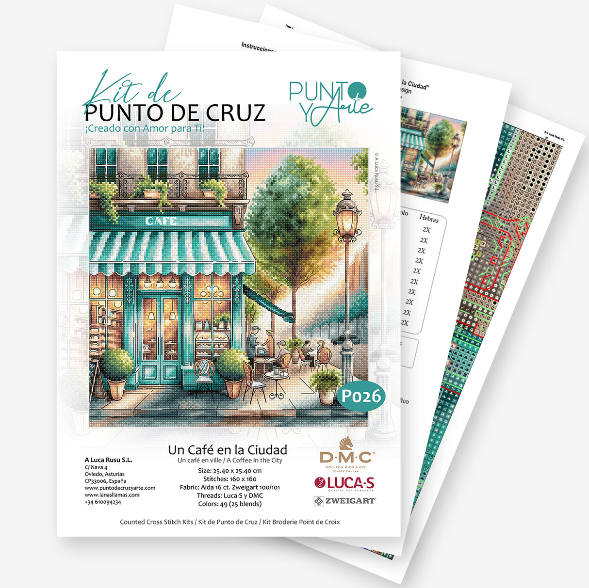 Un Café en la Ciudad - Kit de Punto de Cruz Punto y Arte P026