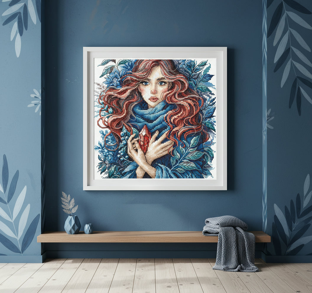 Kit de point de croix "Carmínea : Gardien du cristal de Bermejo" de Punto y Arte - P032