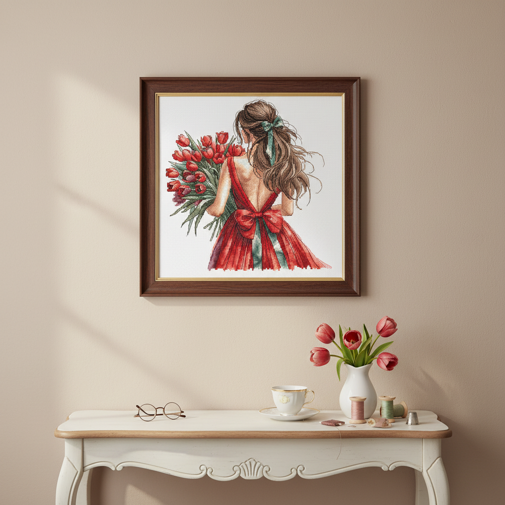 Kit de punto de cruz AVA Stitch “Bouquet of Tulips” P036 – Ramo de tulipanes