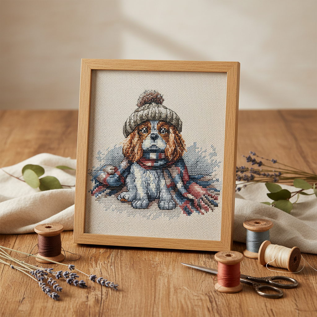 Kit de point de croix AVA Stitch P037 - Cavalier King Charles Spaniel
