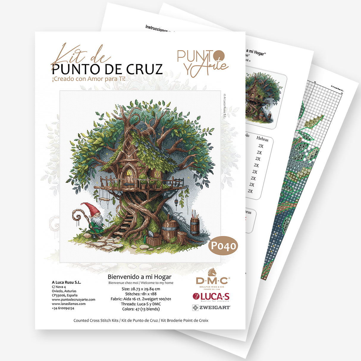 Kit de point de croix « Bienvenue chez moi » P040 par Punto y Arte