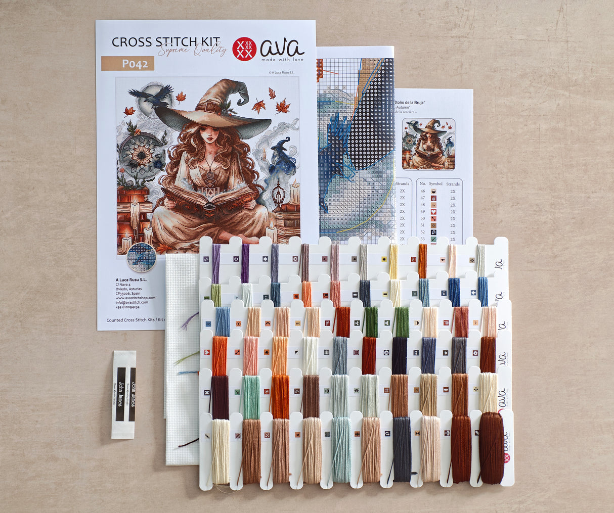 Kit de point de croix AVA P042 The Witch’s Autumn – Motif Fantasy Premium sur Aïda 16