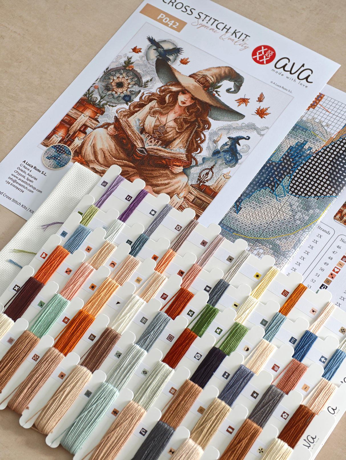Kit de point de croix AVA P042 The Witch’s Autumn – Motif Fantasy Premium sur Aïda 16