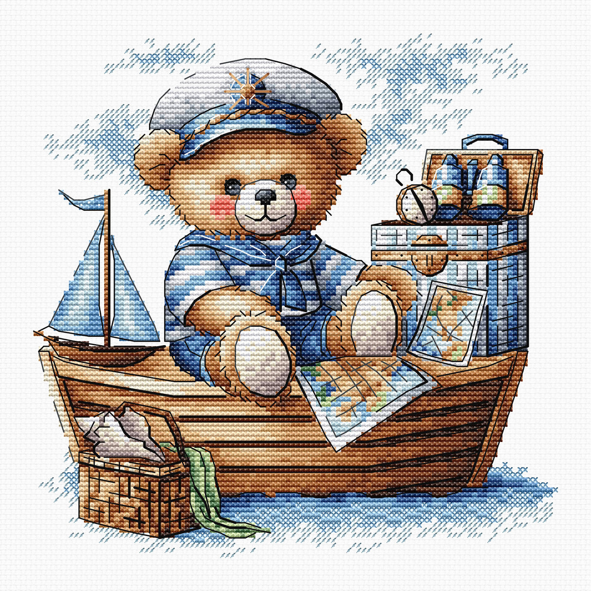Kit de point de croix "Capitaine Ours en haute mer" - Punto y Arte P050
