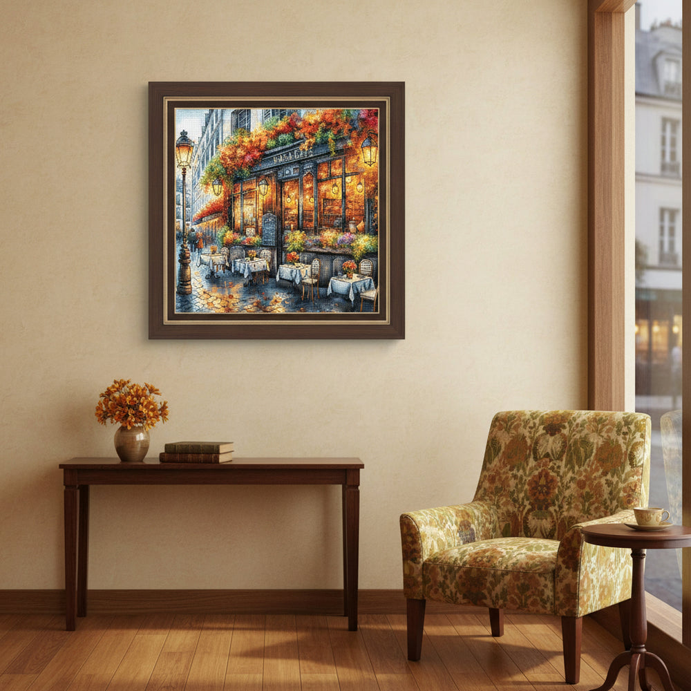 P051 Coffee in Autumn - Knit and Art Cross Stitch Kit