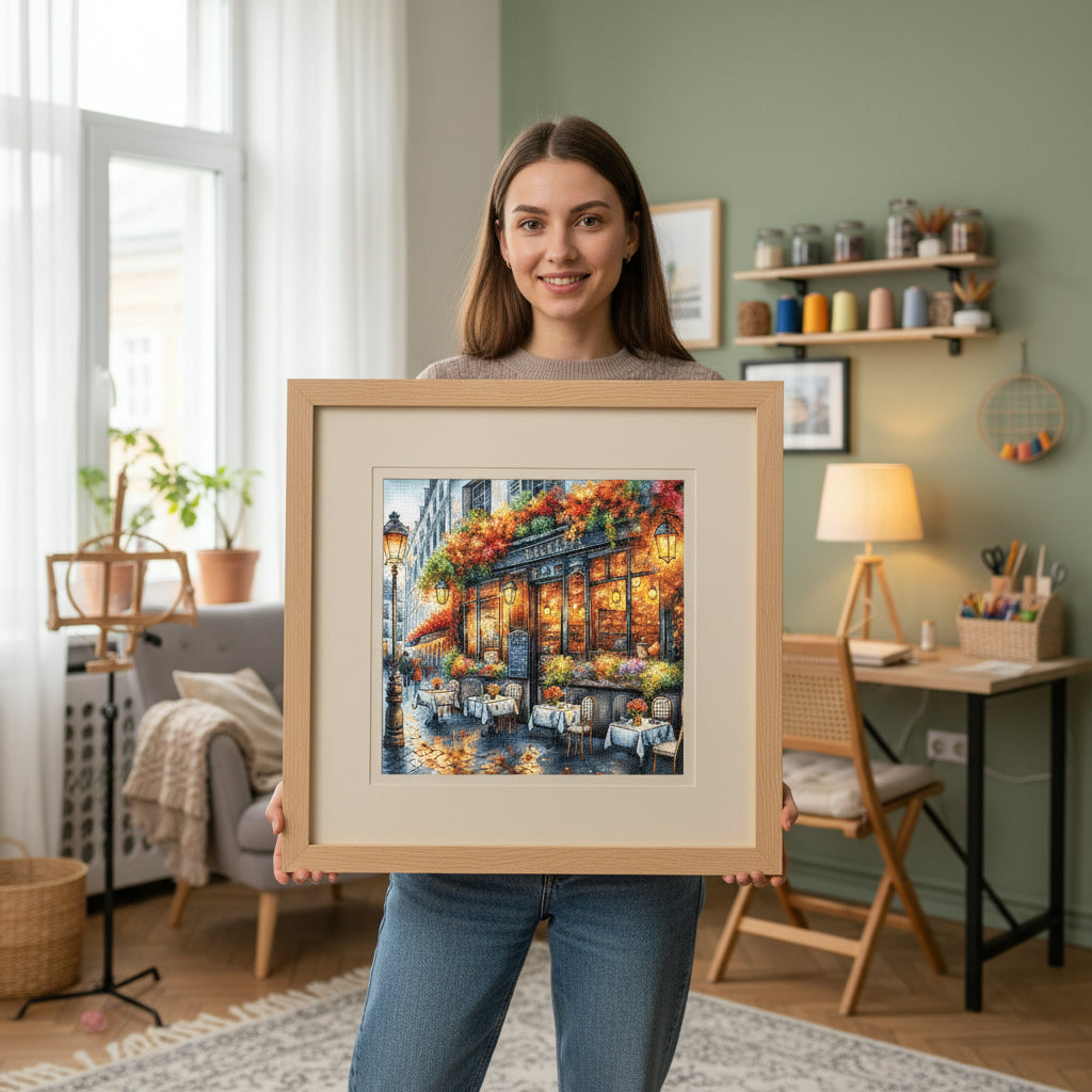 P051 Café en Otoño - Kit de Punto de Cruz de AVA Stitch