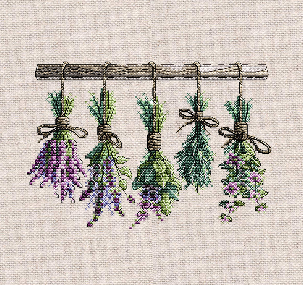 Kit de Punto de Cruz - P058 Punto y Arte - Ramas Aromáticas