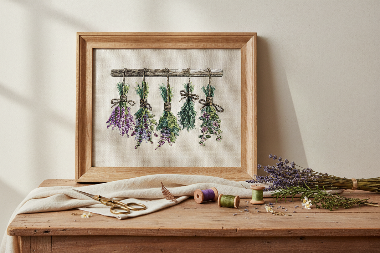 Kit de Punto de Cruz P058 AVA Stitch - Ramas Aromáticas