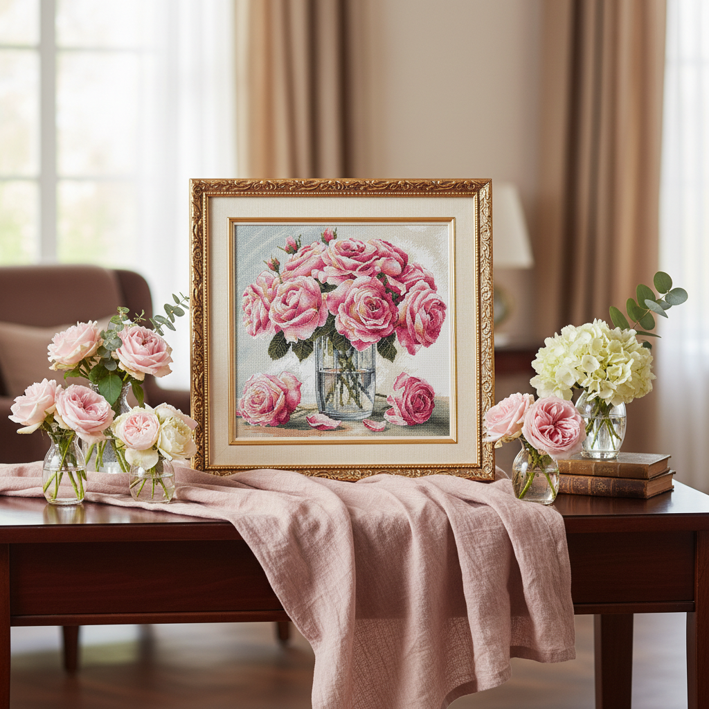 Vase of Roses - AVA Cross Stitch Kit P090