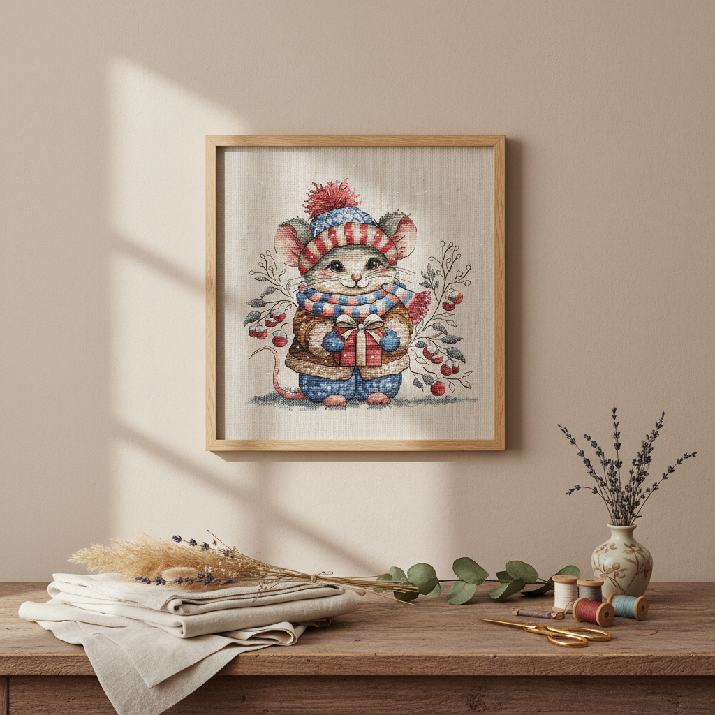 Cross Stitch Kit - Punto y Arte (AVA) P095 - Little Mouse with Scarf
