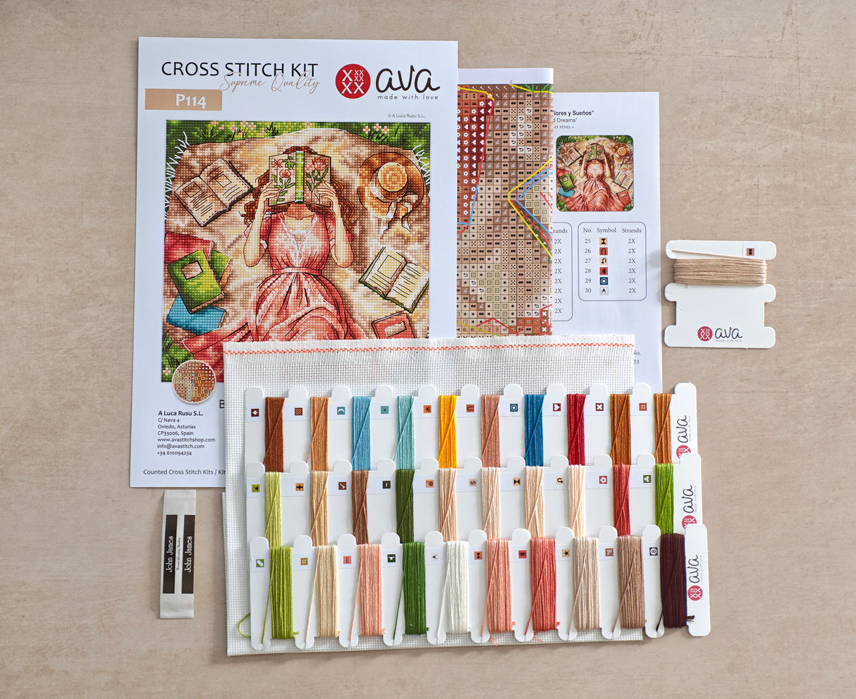 AVA Stitch Cross Stitch Kit "Books, Flowers & Dreams" P114