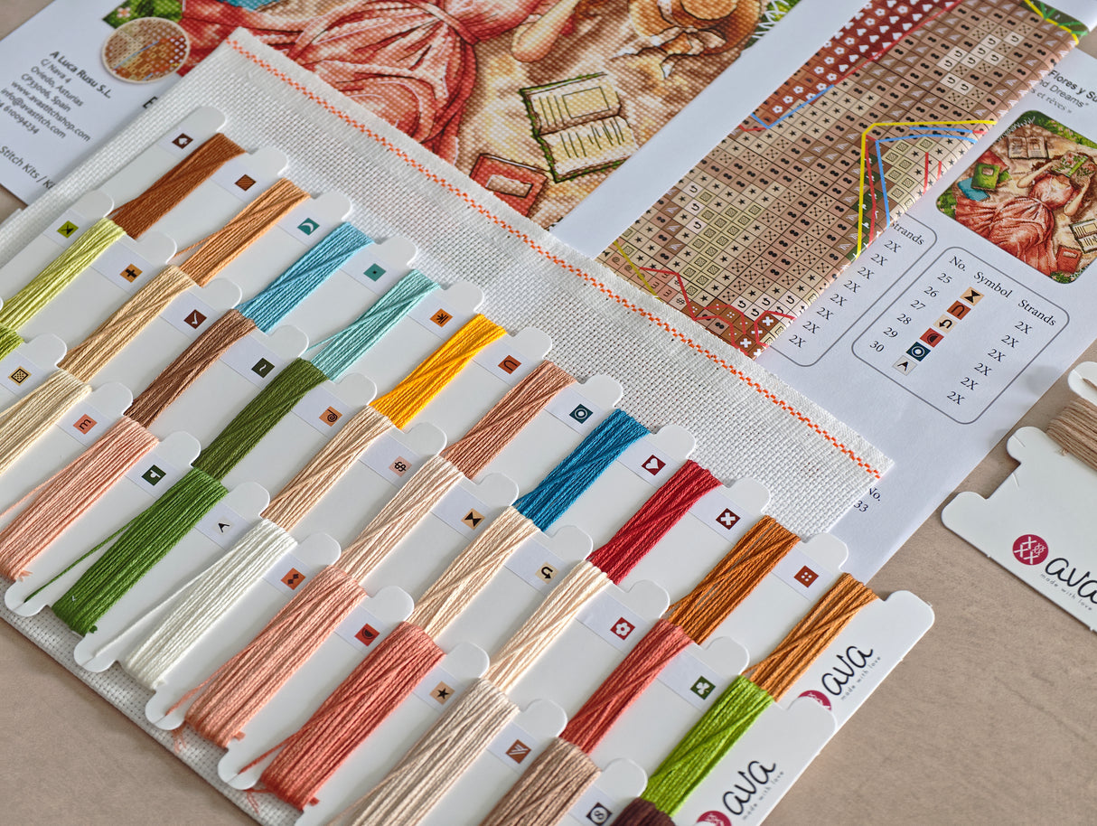 AVA Stitch Cross Stitch Kit "Books, Flowers & Dreams" P114