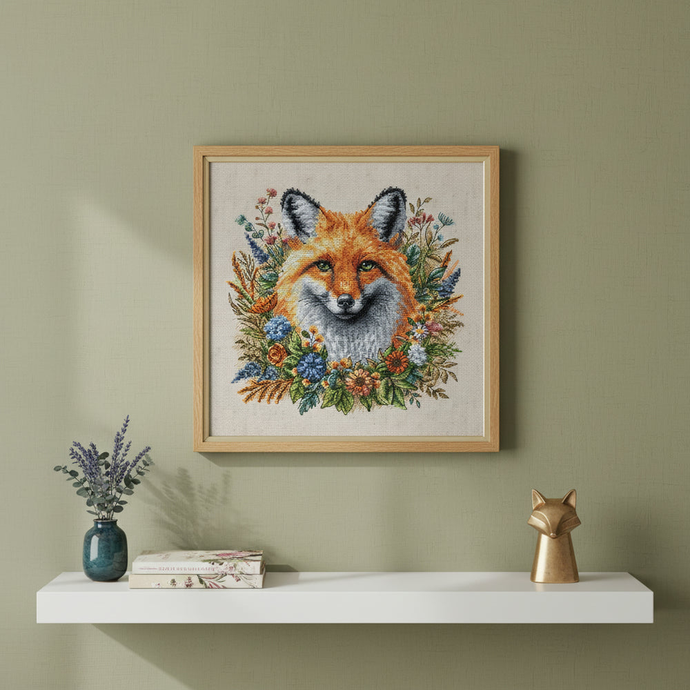 Kit de point de croix AVA – Renard parmi les fleurs, P123