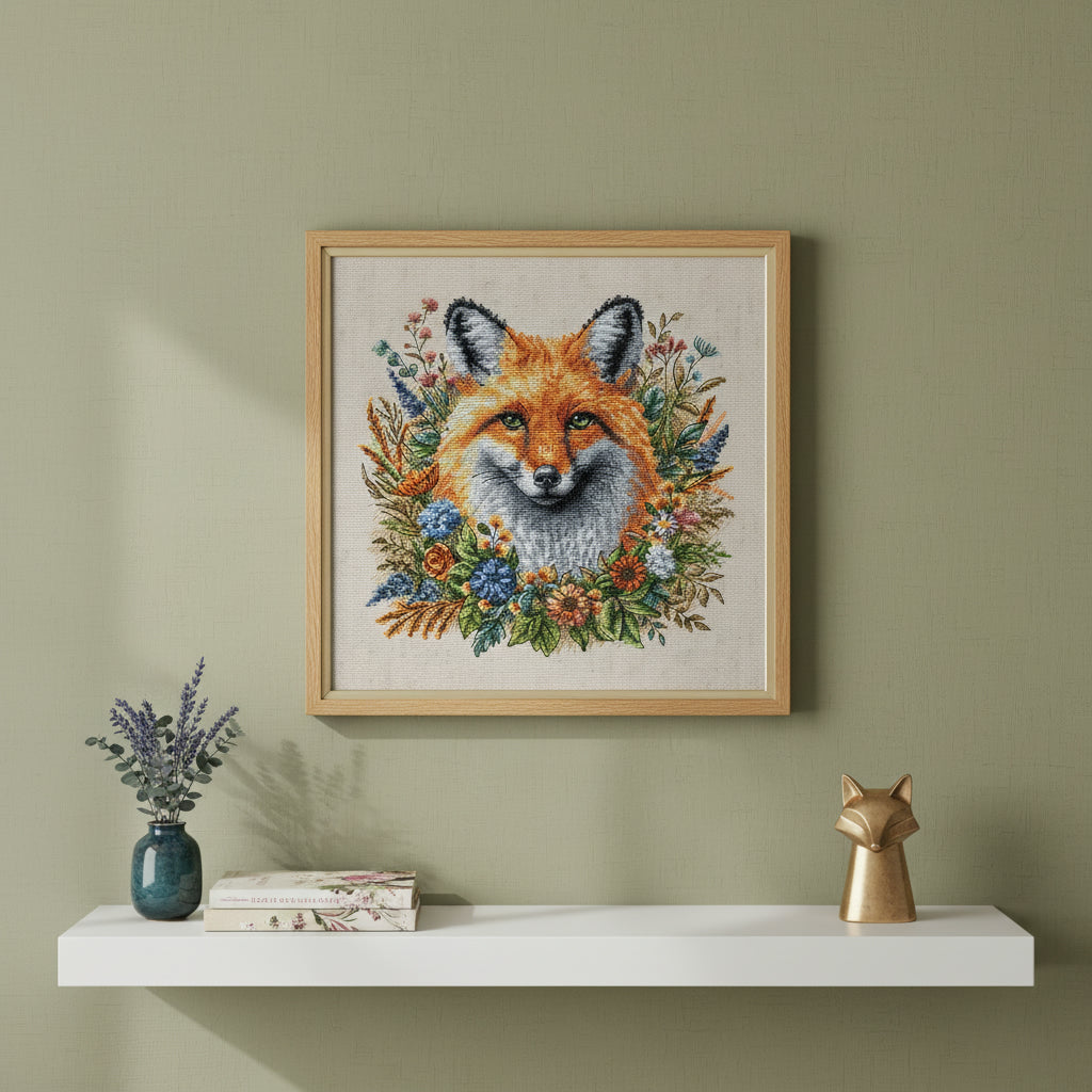 Kit de point de croix AVA – Renard parmi les fleurs, P123