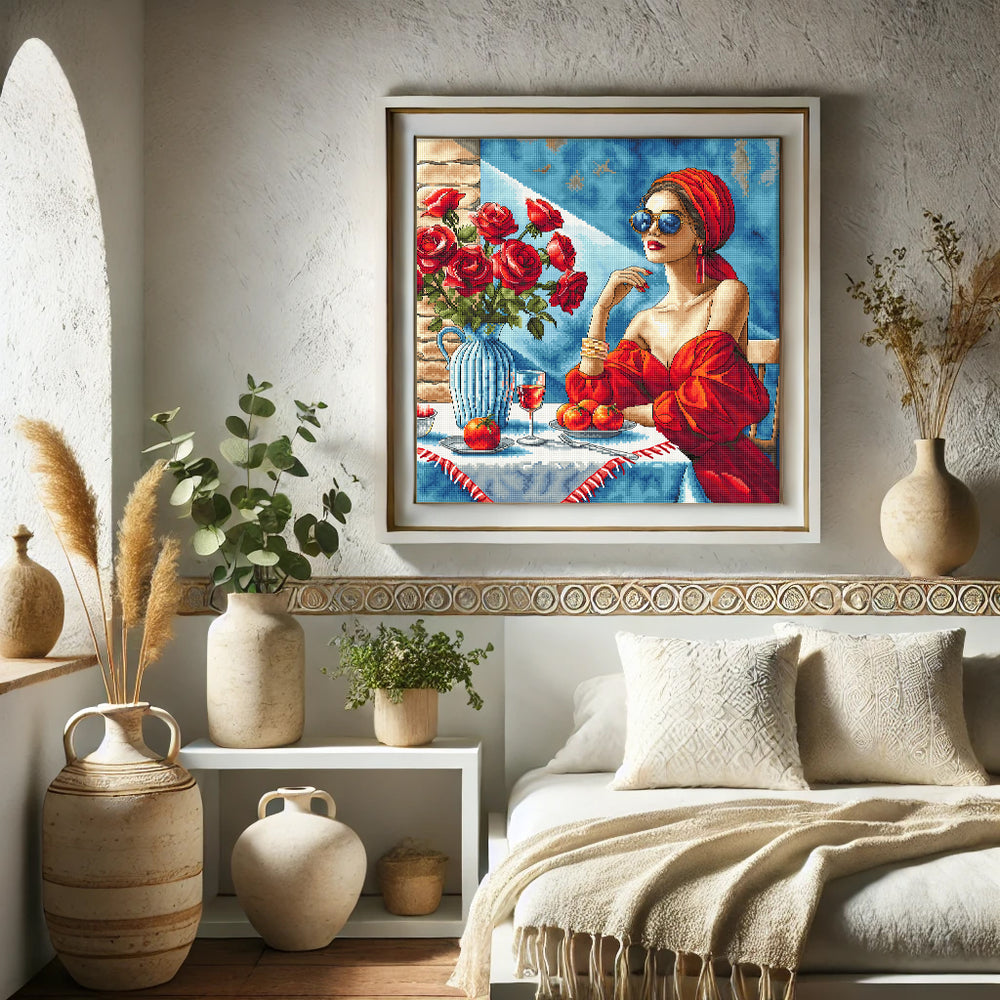 Counted Cross Stitch Kit - Lady in Red, AVA P134