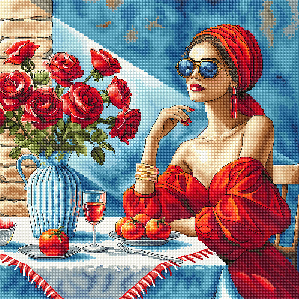 Counted Cross Stitch Kit - Lady in Red, AVA P134