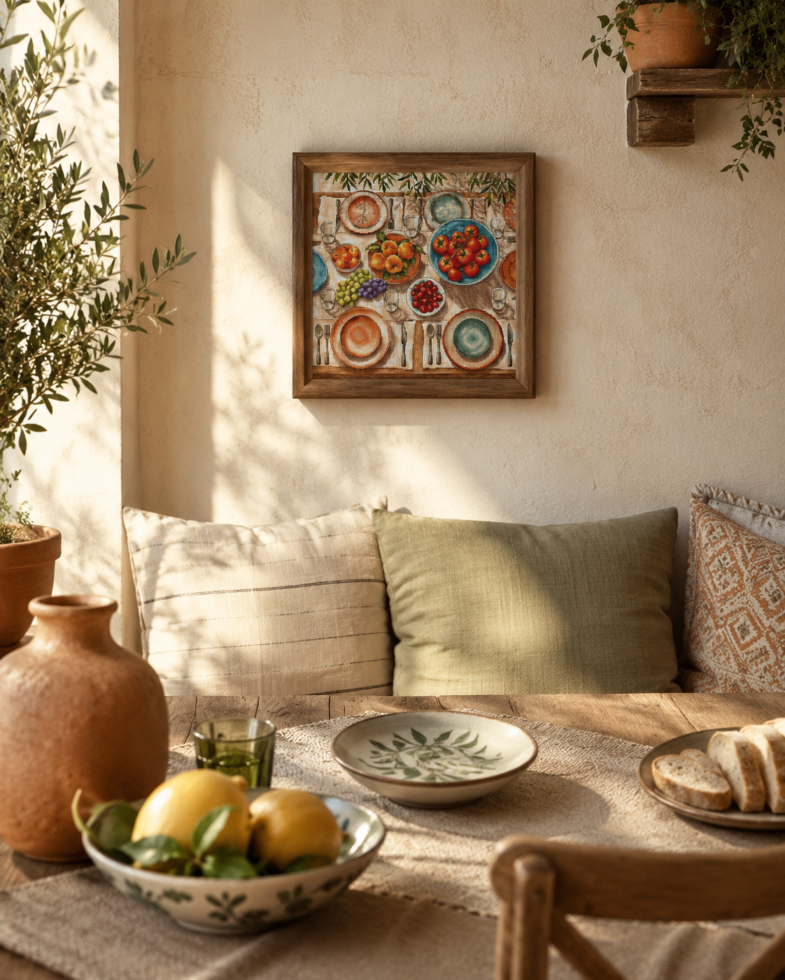 Kit de punto de cruz AVA Stitch P139 Mediterranean Table – Mesa Mediterránea 31,75x31,75 cm
