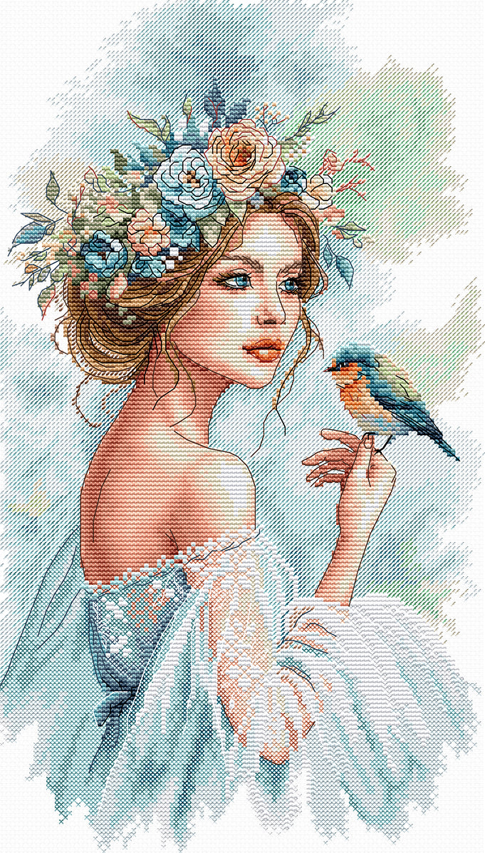 Kit de point de croix « La Dame au jardin » - AVA P148