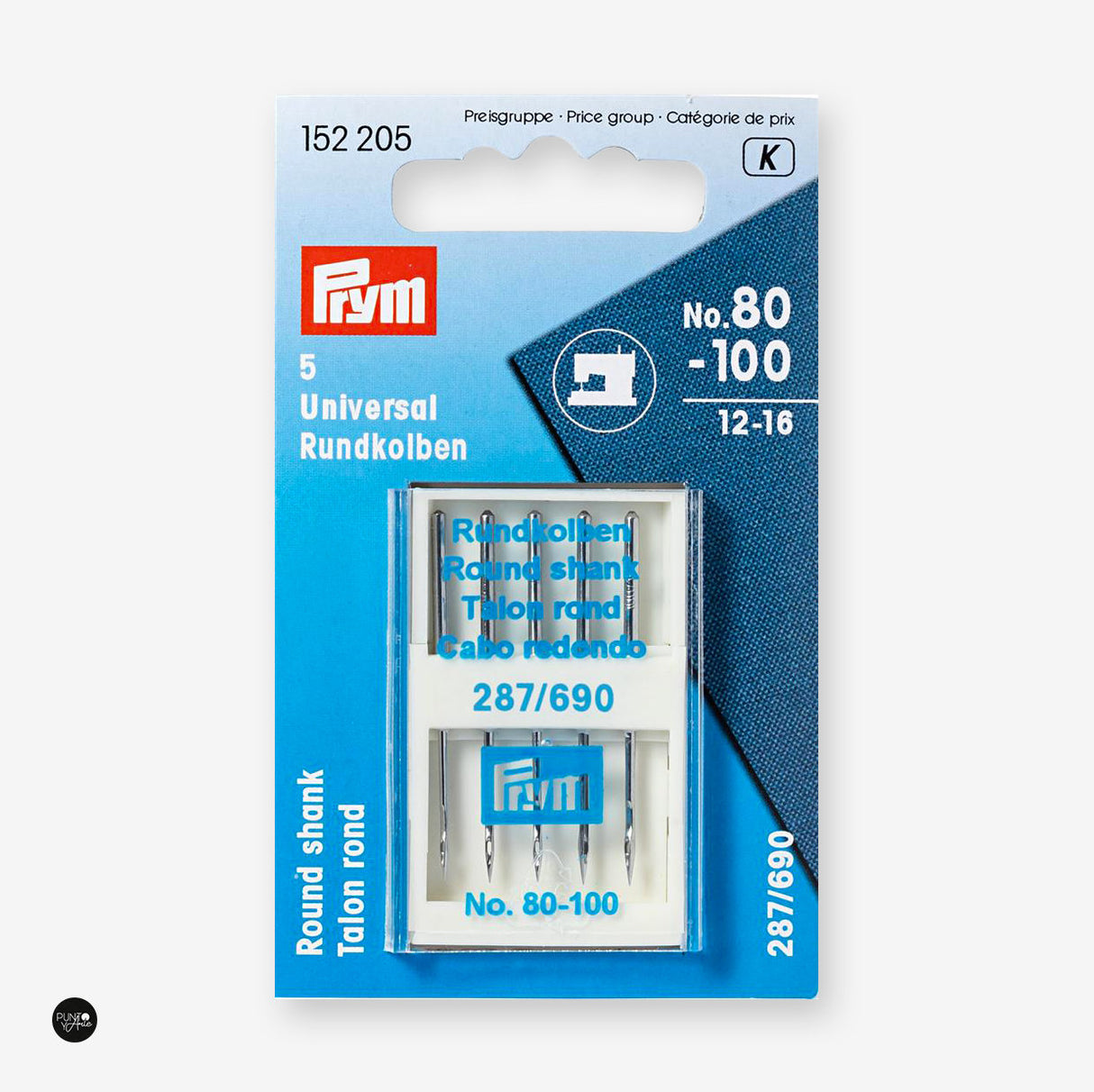 287/690 Nº80-100 Universal Needles For Sewing Machine. Round Trunk - Prym