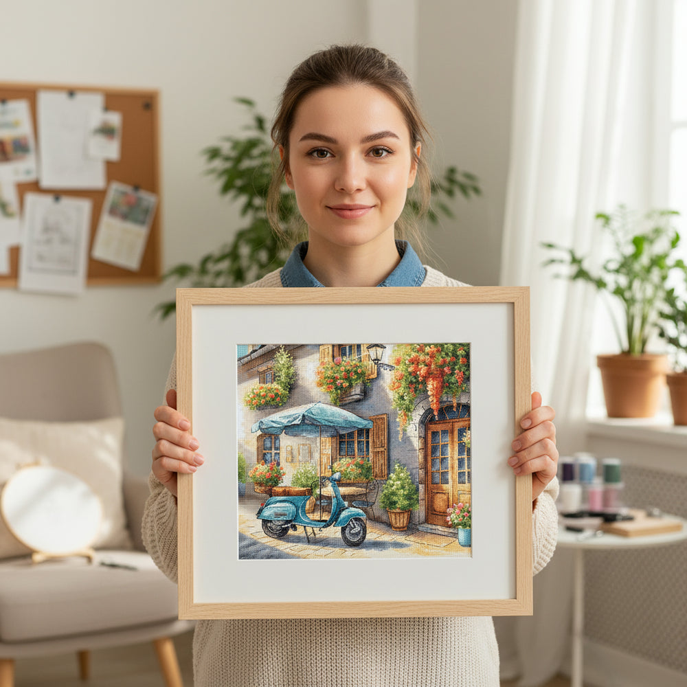 Counted Cross Stitch Kit "The Blue Vespa" – AVA P168