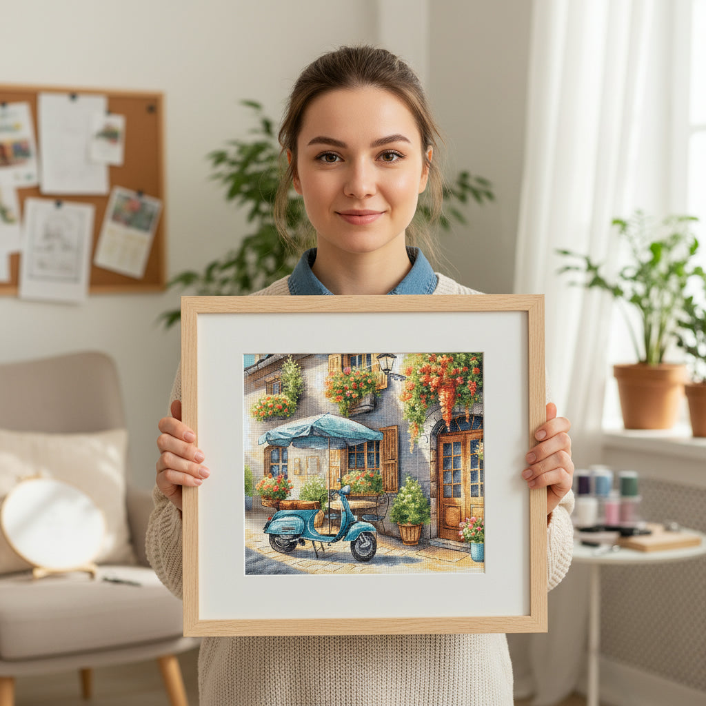 Counted Cross Stitch Kit "The Blue Vespa" – AVA P168