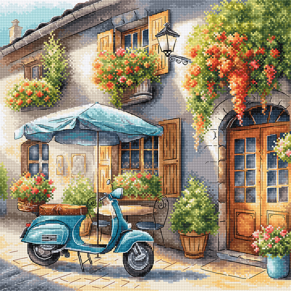 Kit de Punto de Cruz Contado "La Vespa Azul" – AVA P168