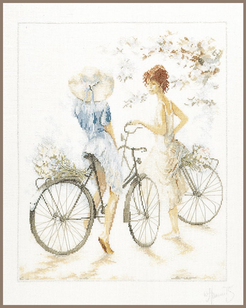 Filles avec vélos - Lanarte - Kit de point de croix PN-0007949