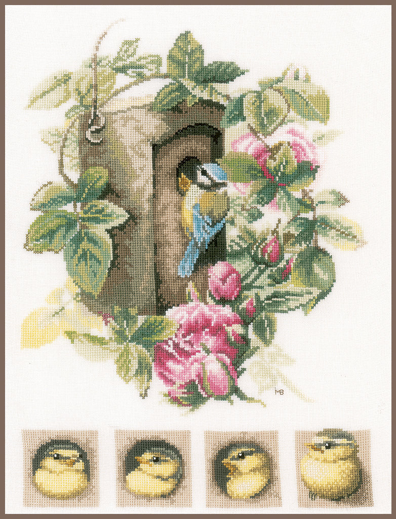 Nichoir avec roses - Lanarte - Kit de point de croix PN-0008031