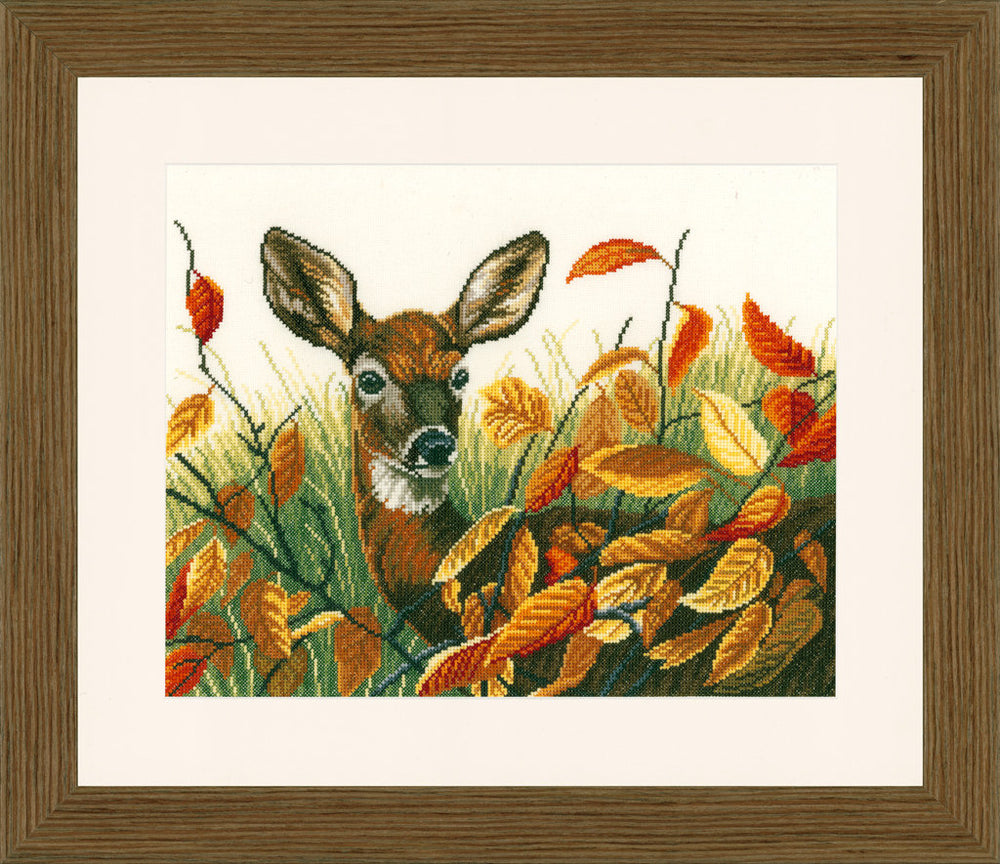 Ciervos en hojas de otoño - Lanarte - Kit de punto de cruz PN-0021223